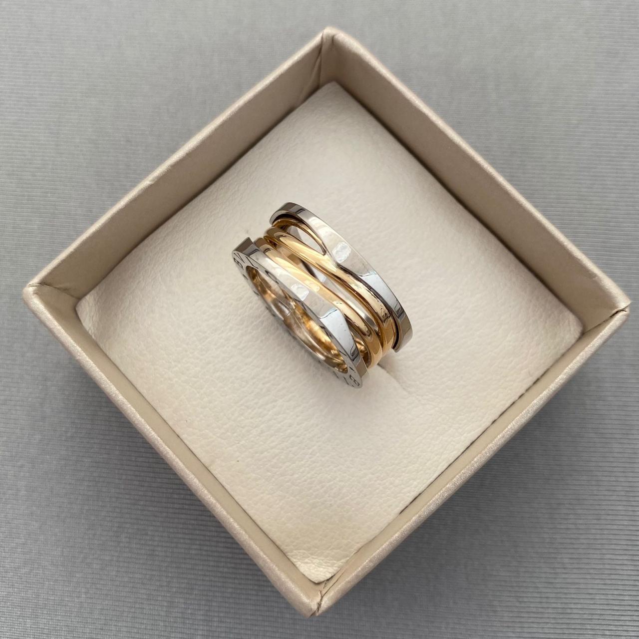 Anillo argolla bv (POR FABRICACION) Oro amarillo y Oro blanco 18k / Talla 7 / 10,0 Gr